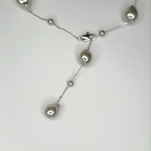 Pearl Necklace Silver Coating Mini Faux Pearls Stainless Steel - Picture 6 of 7